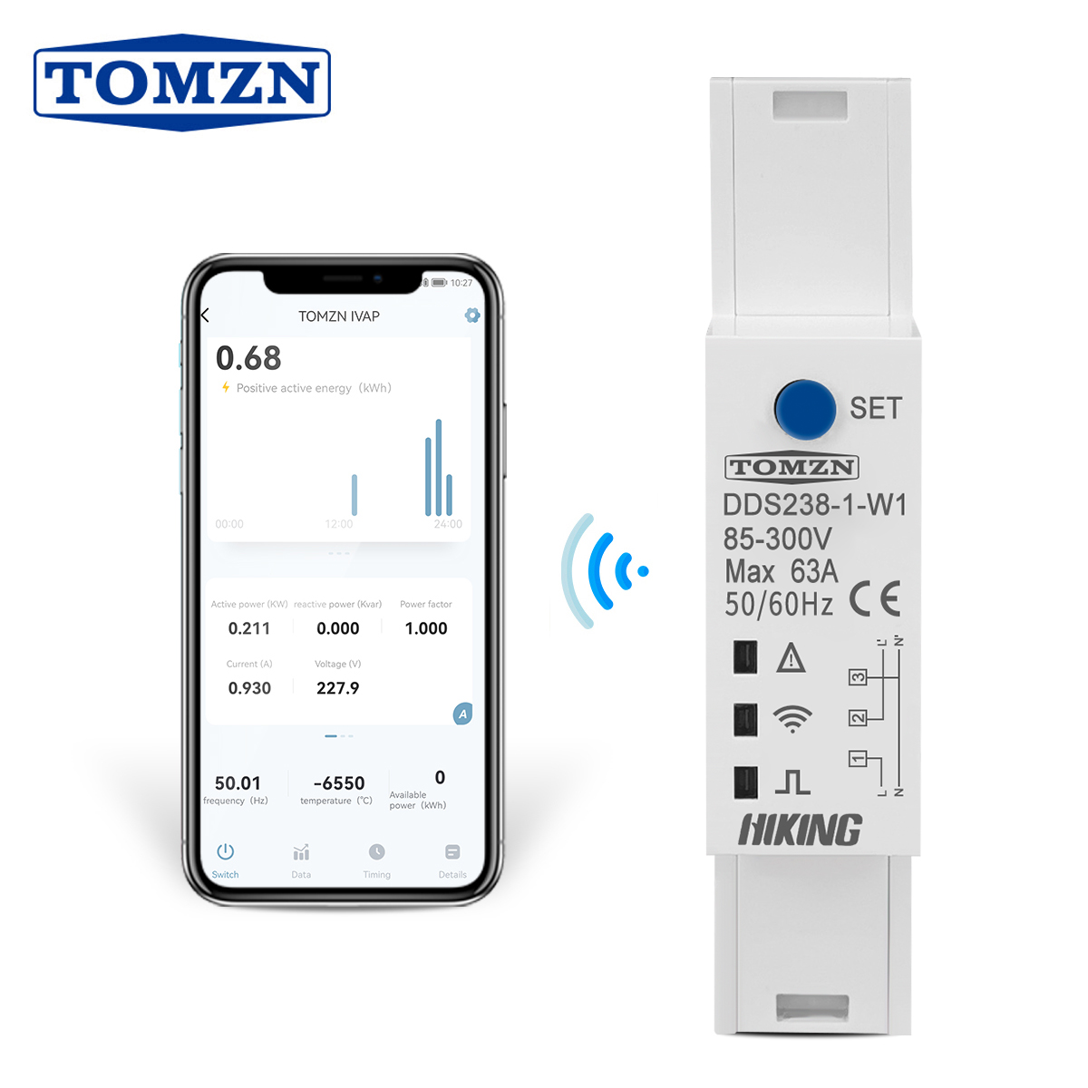 Energy Meter Bidirectional - 18mm 63A WIFI Smart Bidirectional Energy