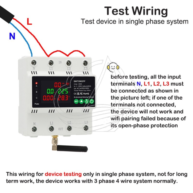 Energy Meter Bidirectional - 3P4W WiFi Energy Meter with Relay