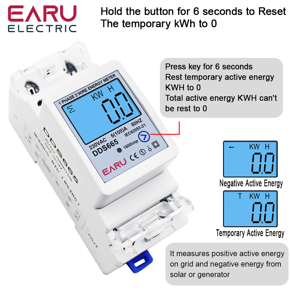 EARU AC230V 50Hz 60Hz 100A Bid - Energy Meter Bidirectional ulasan dan harga