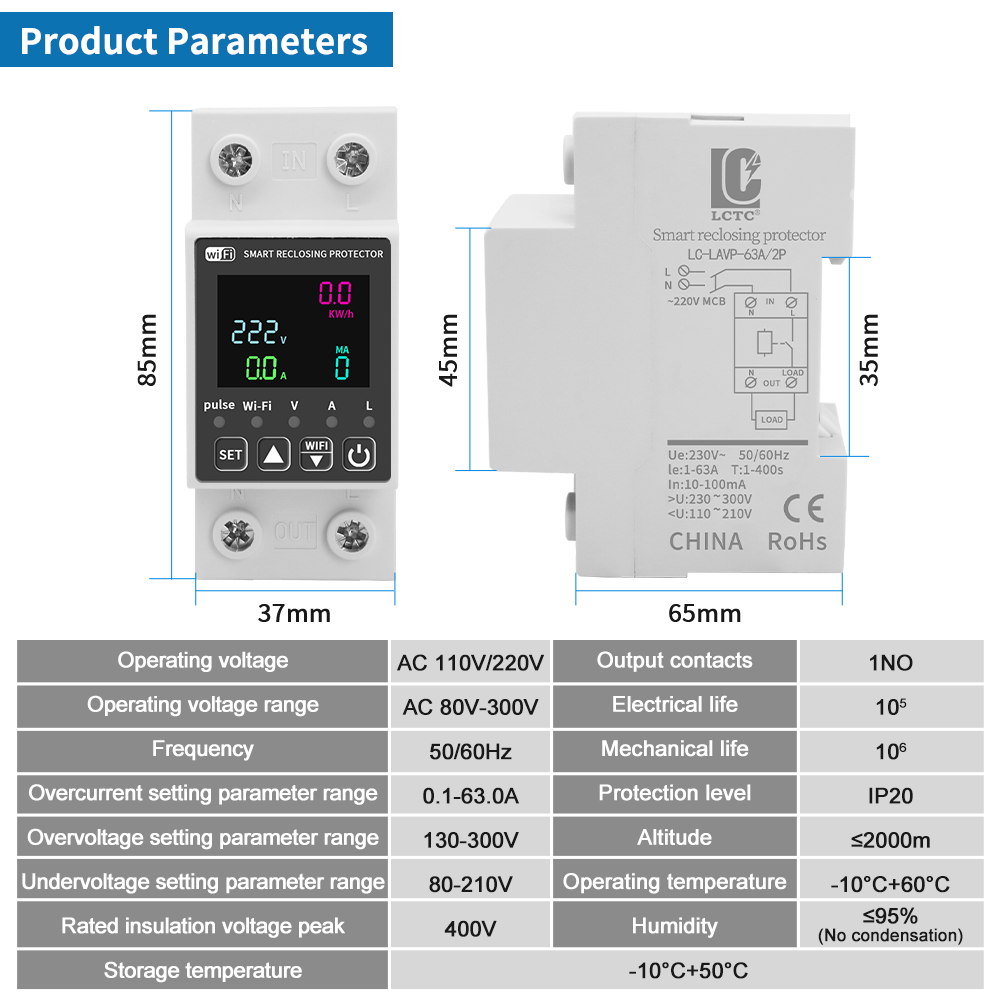 Tuya WiFi Digital Display Inte - Energy Meter Bidirectional ulasan dan harga