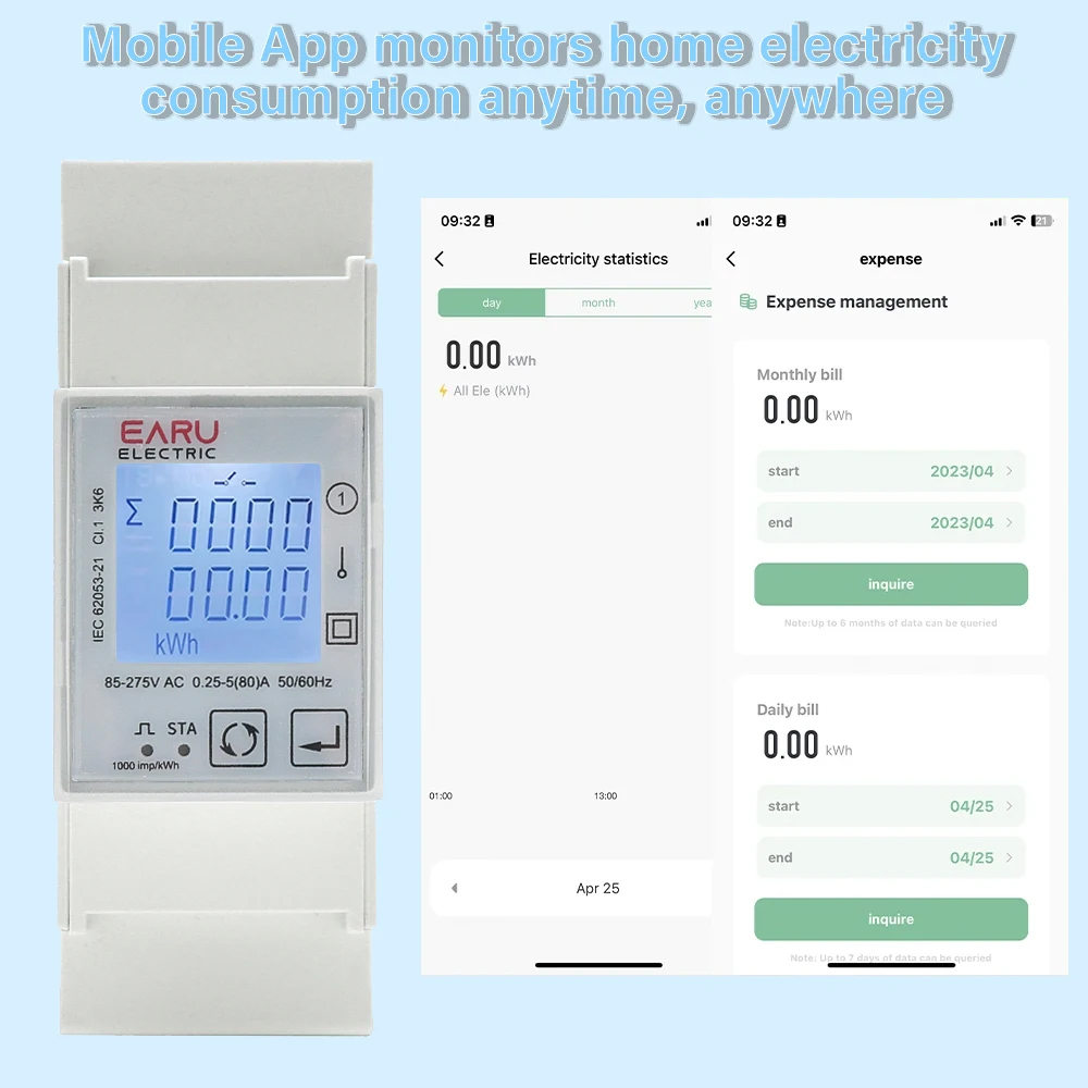 EARU AC 110V 220V 50/60Hz 80A  - Energy Meter Bidirectional ulasan dan harga